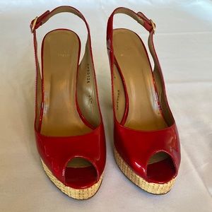Stuart Weitzman sling back heel, size 8.5 M, Red Quasar